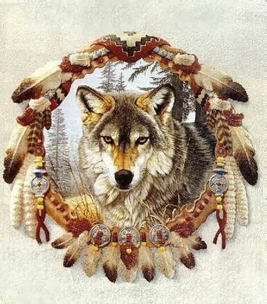 Эскиз тату волка индейцев