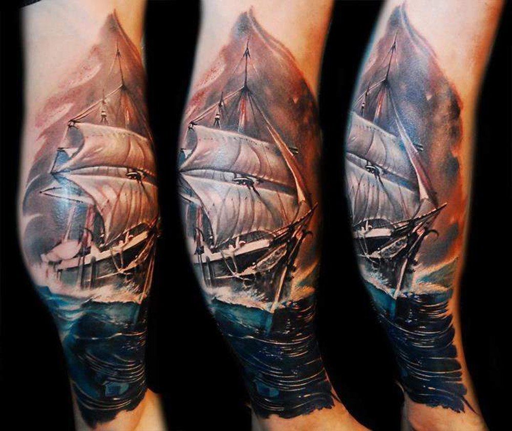 татуировка корабль