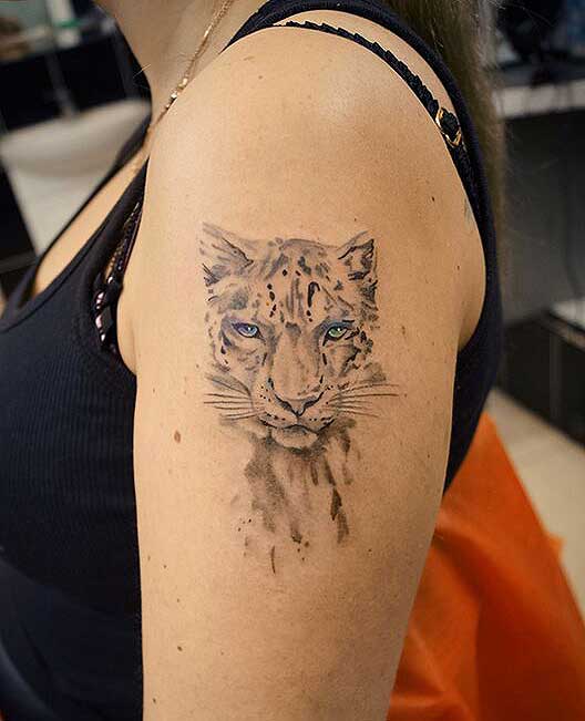Татуировка леопард в акварели