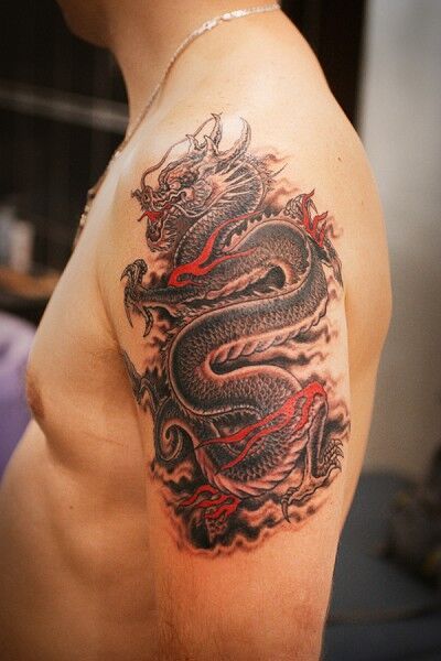 Татуировка дракон в стиле япония