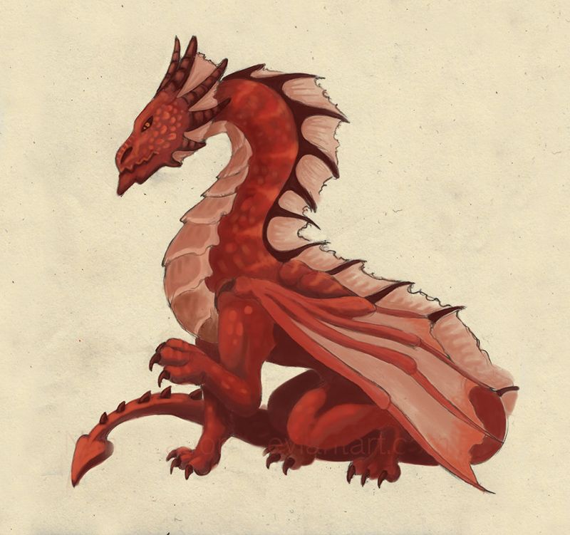 Эскиз тату пурпурного дракона