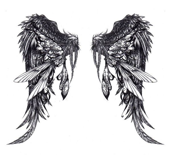 Эскиз татуировки крылья