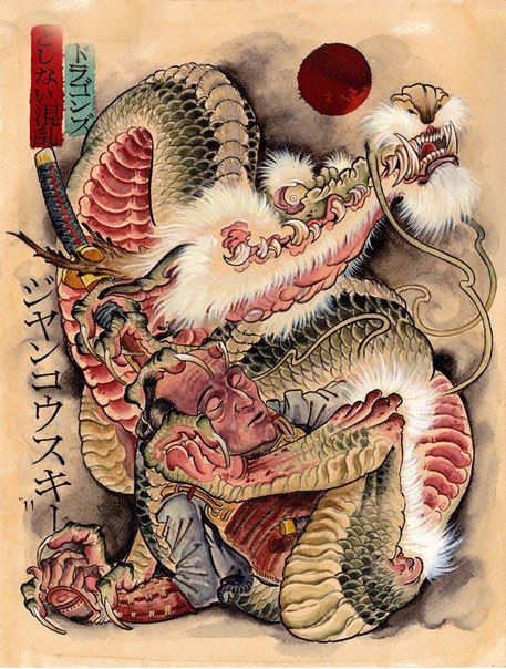 Татуировка японского дракона - эскиз