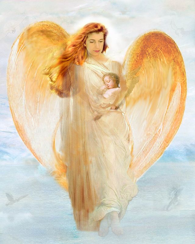 Эскиз ангел с младенцем