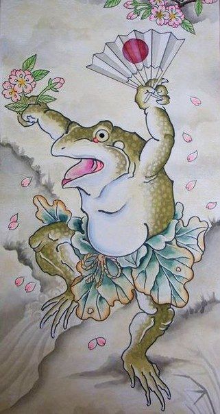Эскиз японской татуировки Лягушка