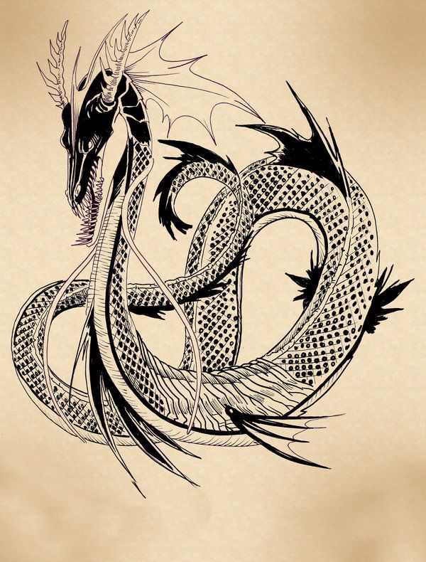Эскиз татуировки водяного дракона