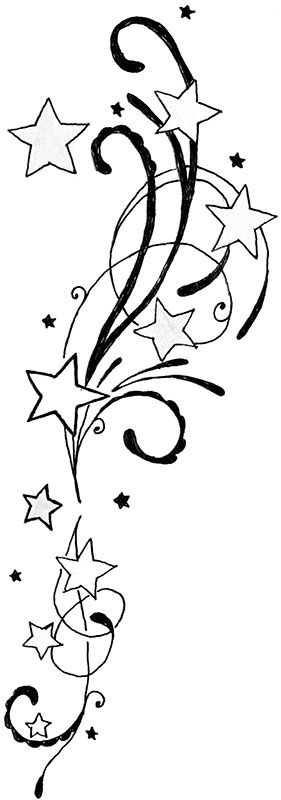 Эскиз татуировки узора с завитками и звездами