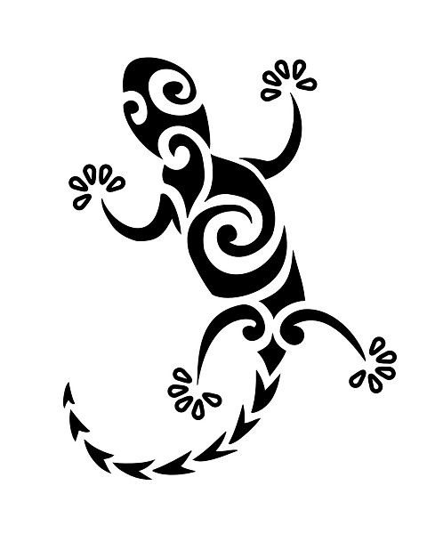 Эскиз татуировки ящерицы в стиле Полинезия