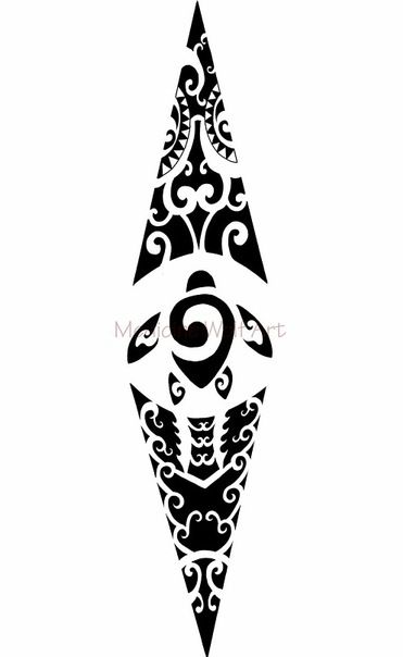 Эскиз тату в стиле полинезия черепаха с орнаментом