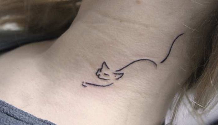 Татуировка "кошка" у мастера Алексея