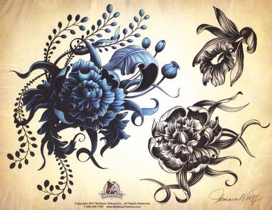 Эскиз женской татуировки цветы