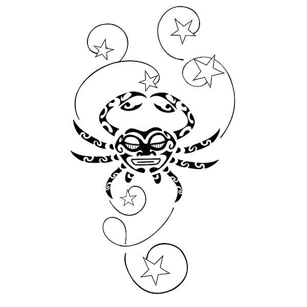 Эскиз татуировки полинезия краб и орнаменты
