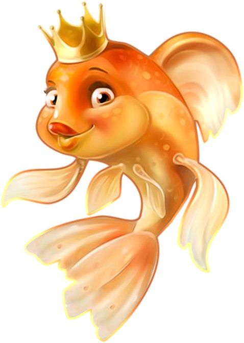 Золотая рыбка с короной эскиз