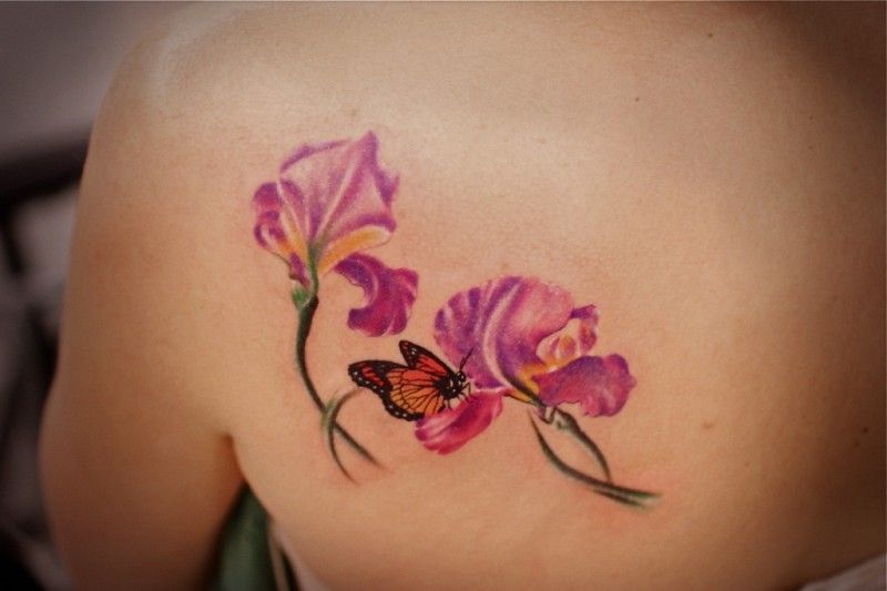 Татуировка Ирисы и бабочка