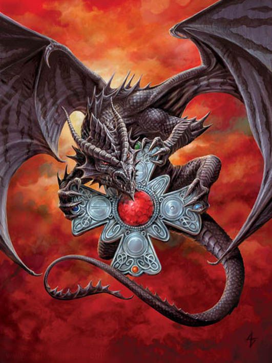 Эскиз татуировки дракона на кресте