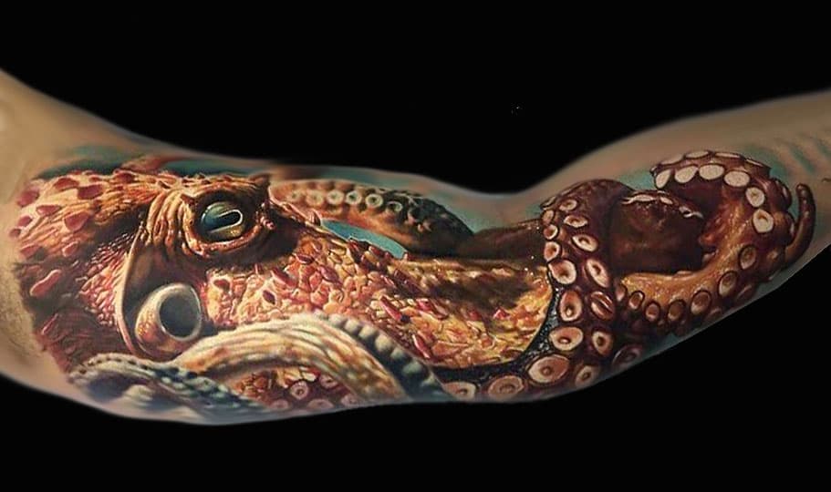 Татуировка осьминог: значение и фото