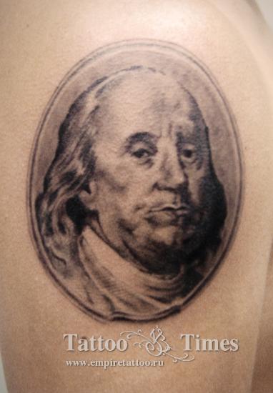 Мужская тату Франклин портрет