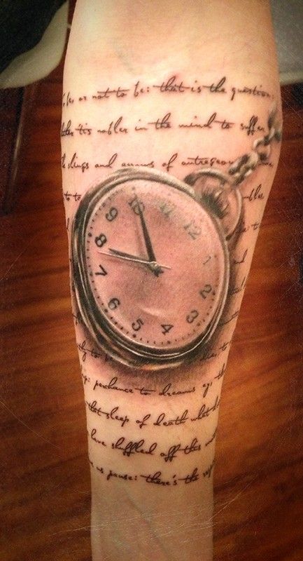 Татуировка надпись и часы