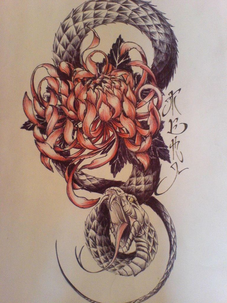 Змея эскиз татуировки