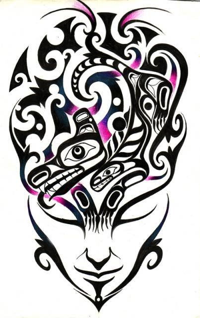 Эскиз татуировки полинезия Лицо