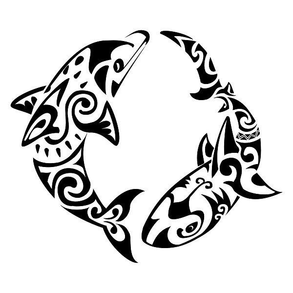 Эскиз тату полинезия дельфины