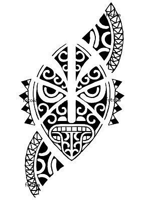 Эскиз татуировки полинезия маска шамана