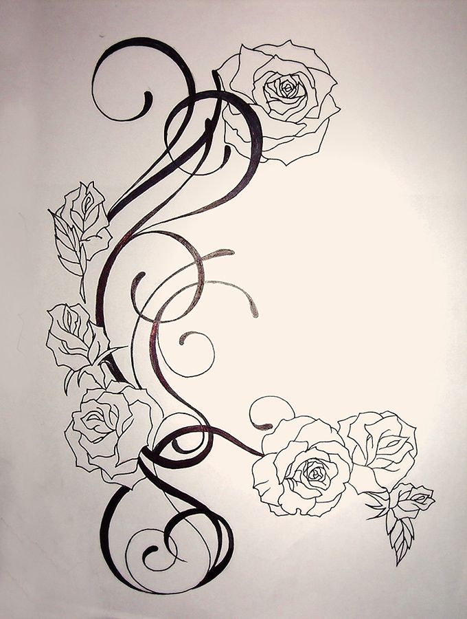Эскиз женской татуировки узор с розами