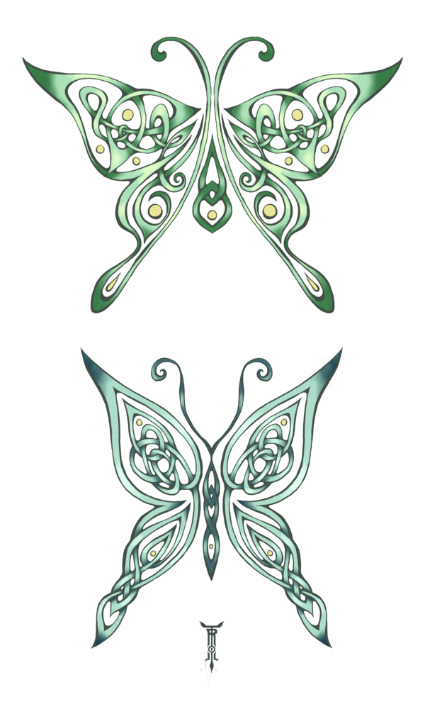 Эскиз бабочки в виде кельтского узора