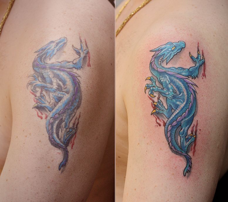 Обновление татуировки Дракон на плече
