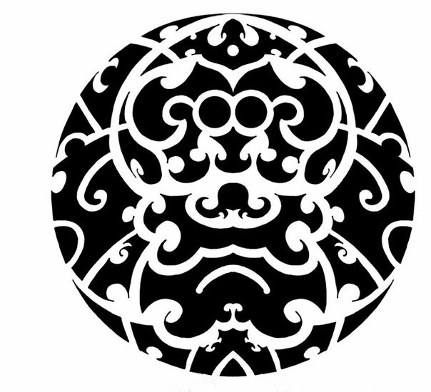 Эскиз полинезия в форме круга