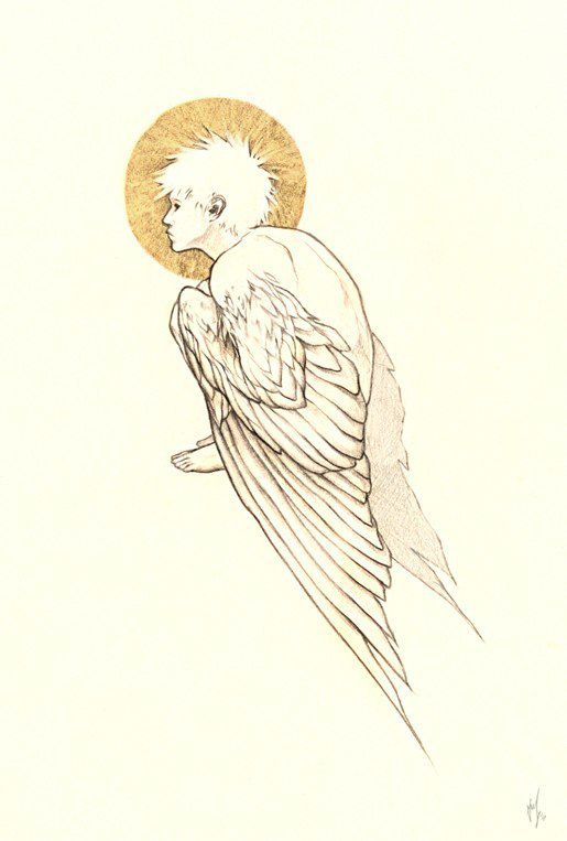 Эскиз сидящий ангел графика
