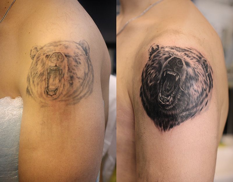 Исправление татуировки Медведь