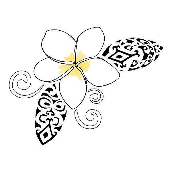 Эскиз тату полинезия цветок и орнаменты
