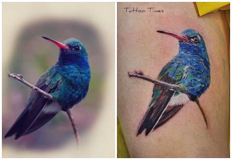 Татуировка и эскиз птички