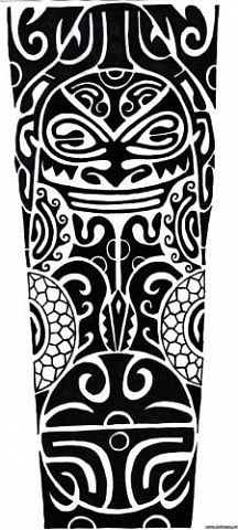 Эскиз тату для рукава в стиле полинезия