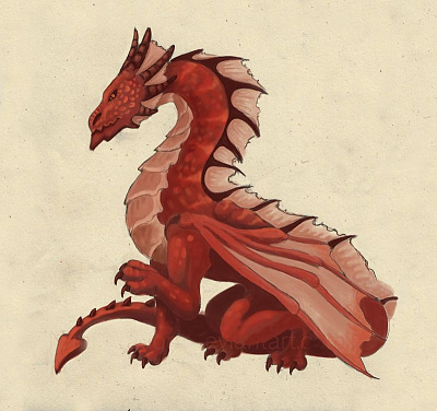 Эскиз тату пурпурного дракона