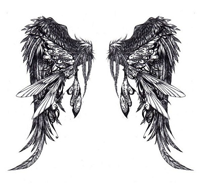 Эскиз татуировки крылья