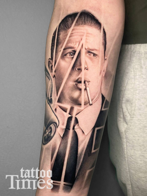 Тату мужской портрет сигаретой Тату мужской портрет сигаретой