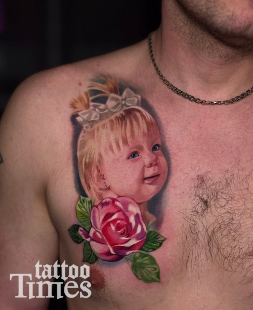 Тату портрет ребенка