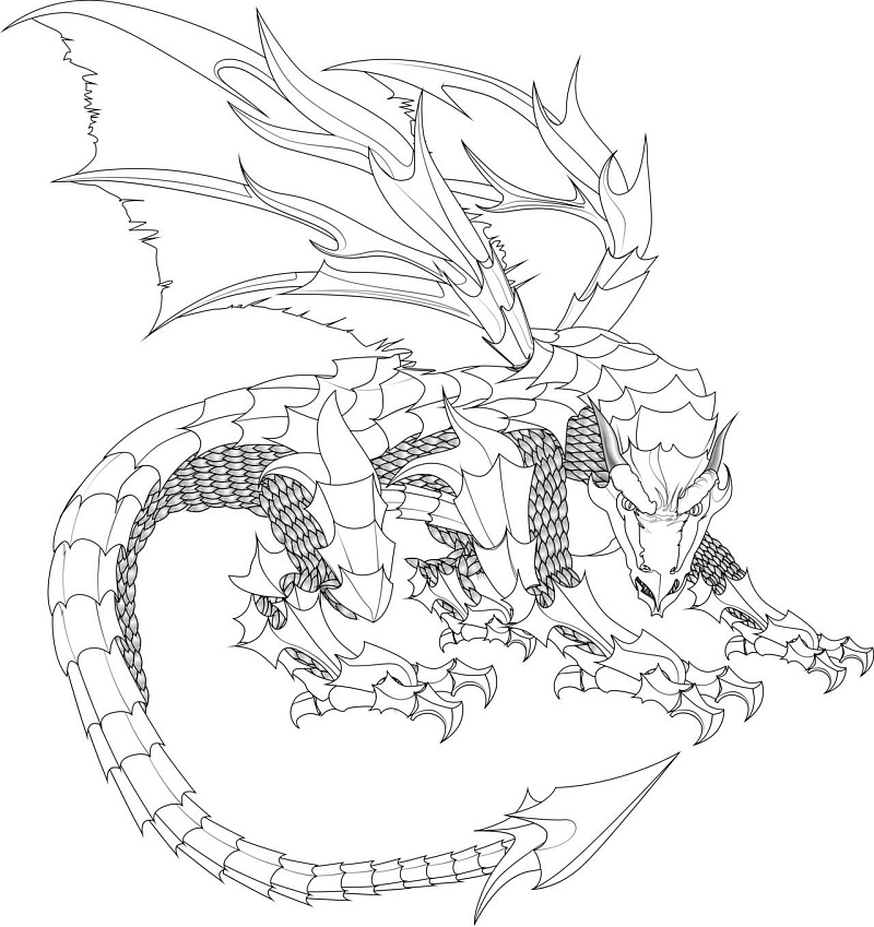 Татуировка дракона колючего - эскиз