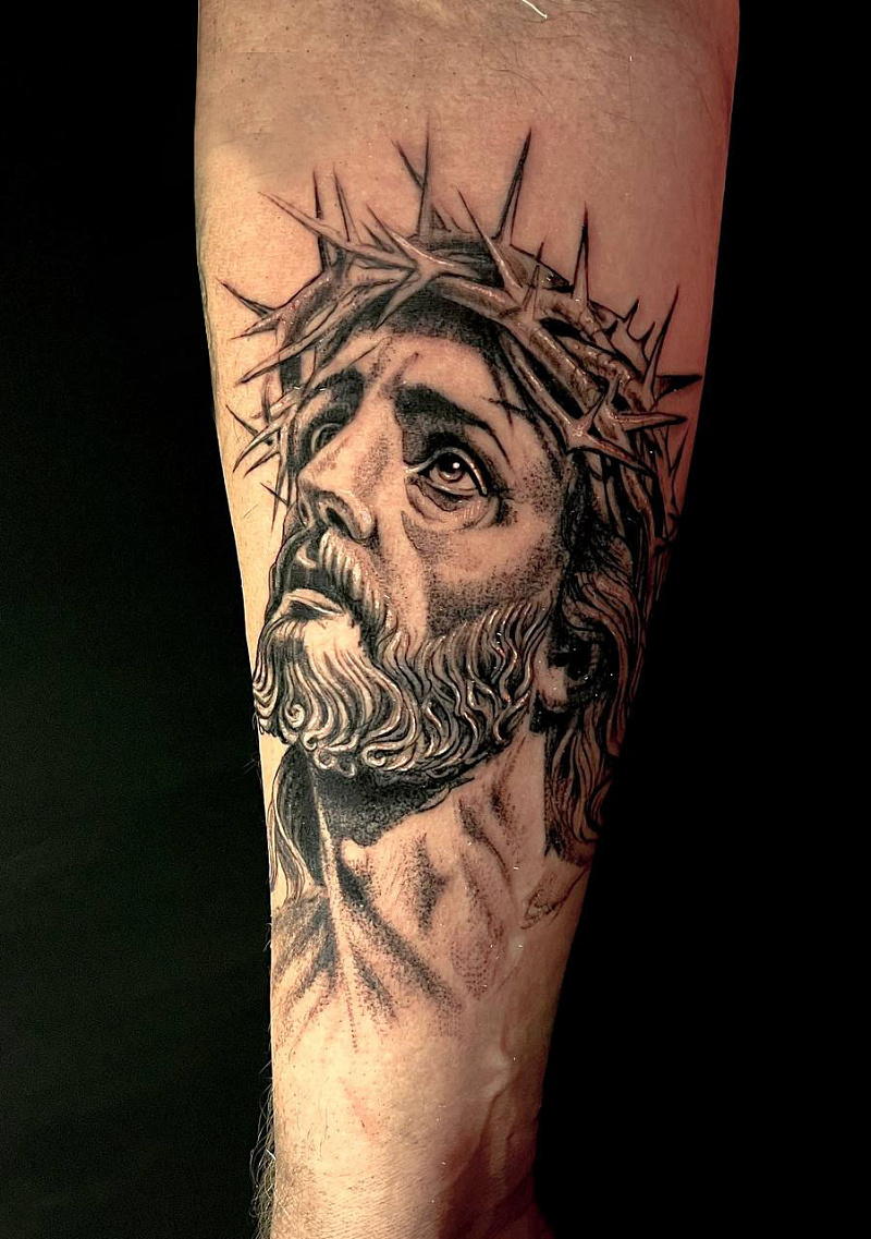 Тату портрет Иисуса Христа