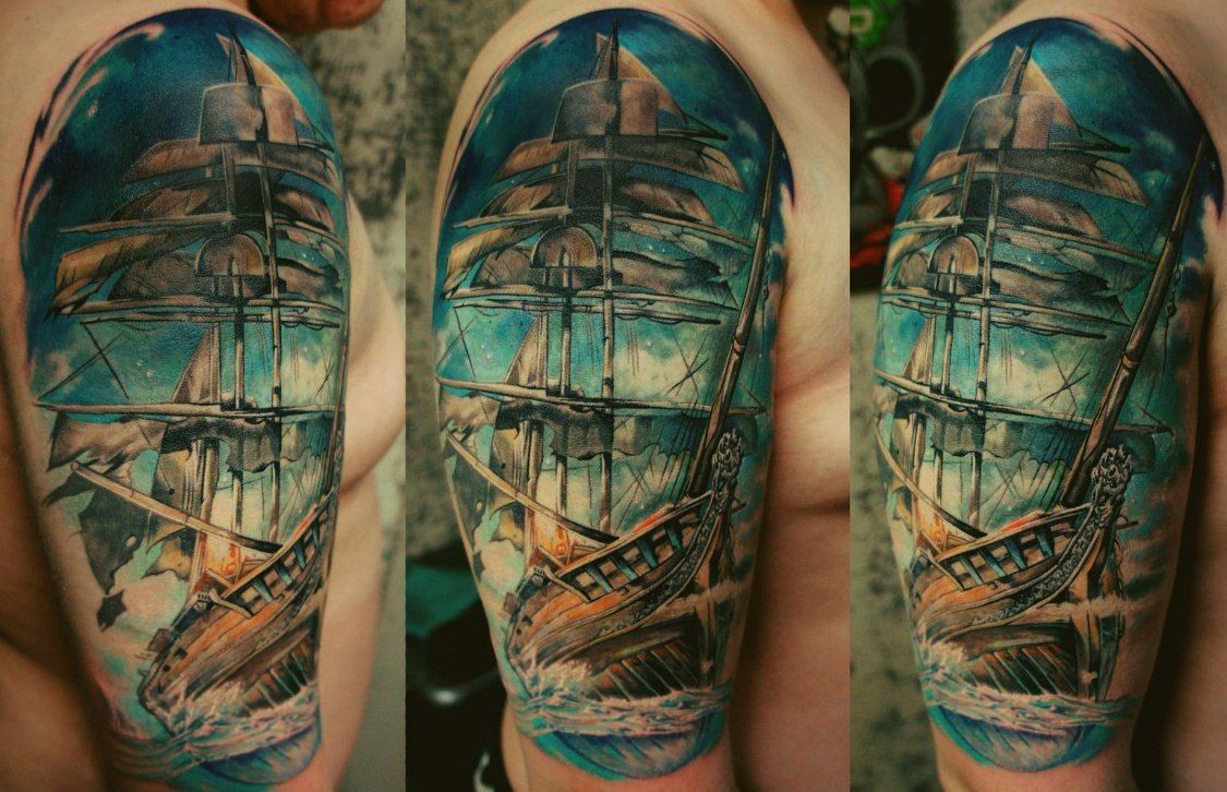 татуировка корабль