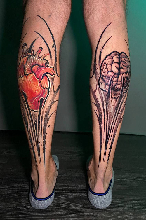 Тату мозг и сердце