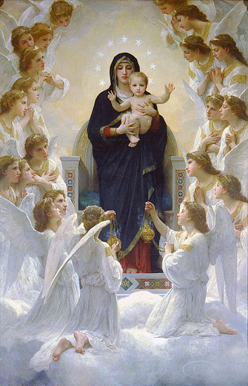 Эскиз Дева Мария с младенцем и трубящие ангелы