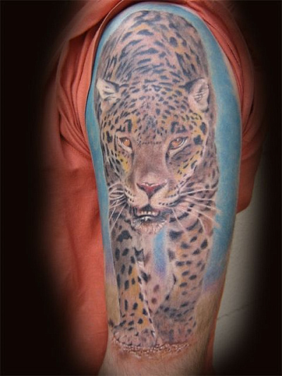 Татуировка Леопард на плече