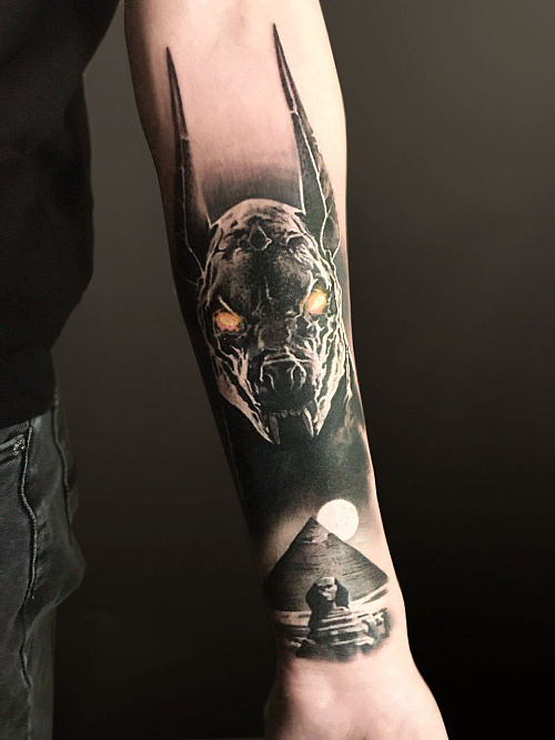 Тату анубис и фараон