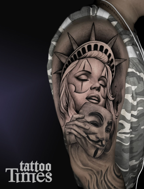 Тату статуя свободы Чикано