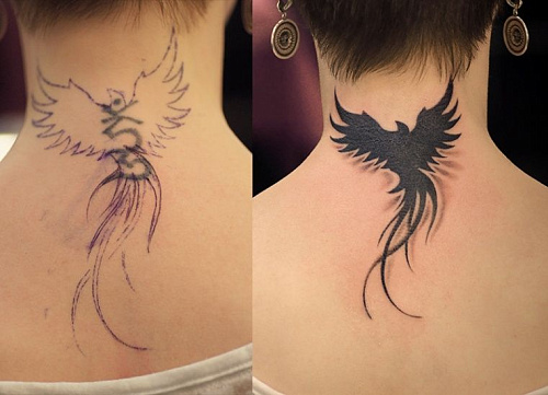 Татуировка феникс перекрытие