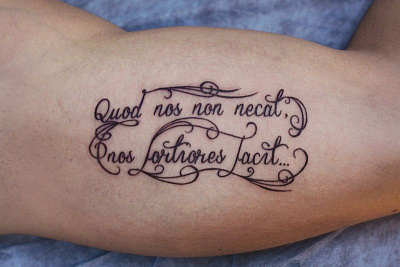 Татуировка надписи изречения на латыни
