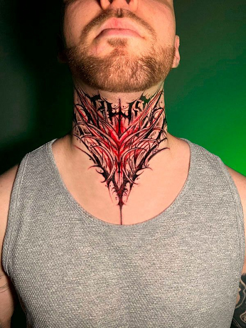 Тату узор на шее